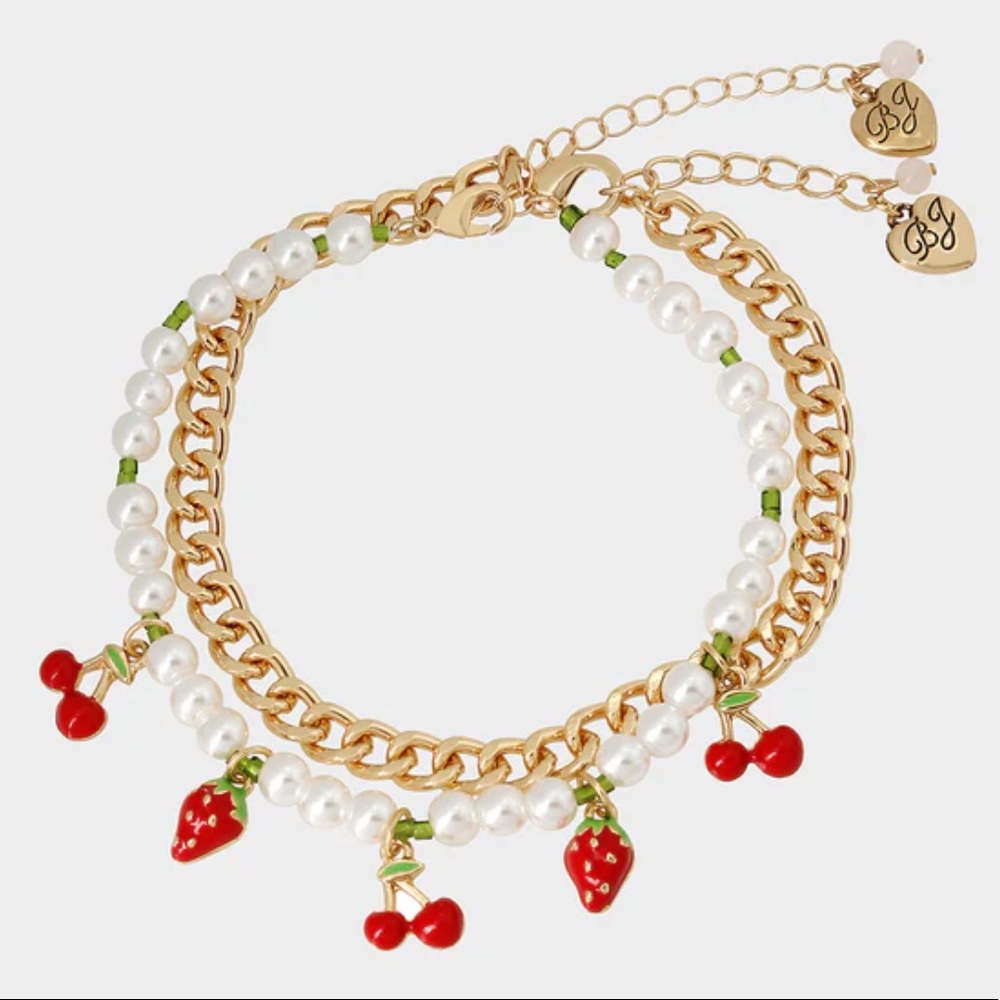 New Betsey Johnson ISLAND TIME ANKLET SET RED